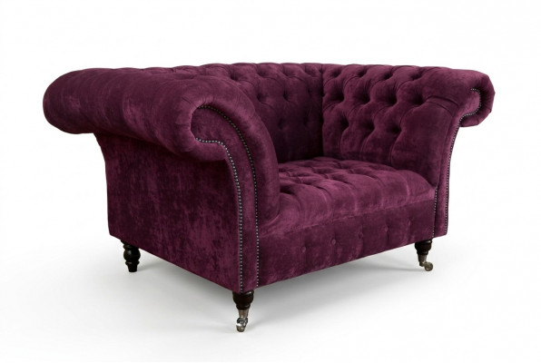 Sessel Bank Bekleding Sofa Textiel Chesterfield Banken 1,5 Zits Bordeaux Engeland