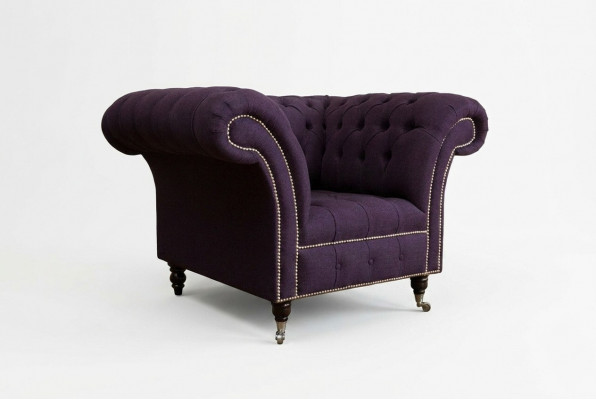 Fauteuil 1-zits Chesterfield fluwelen bekleding sofa's design luxe bankstel lila nieuw