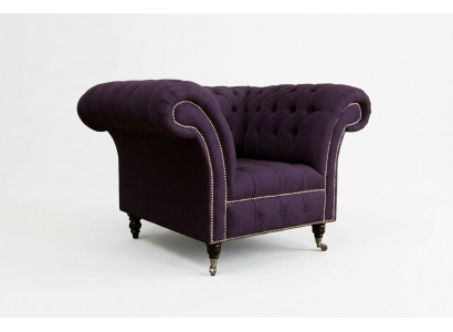 Fauteuil 1-zits Chesterfield fluwelen bekleding sofa's design luxe bankstel lila nieuw