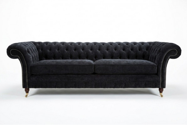 Hoogwaardige Chesterfield bank gestoffeerde vierzits textiel bank XXL stof.