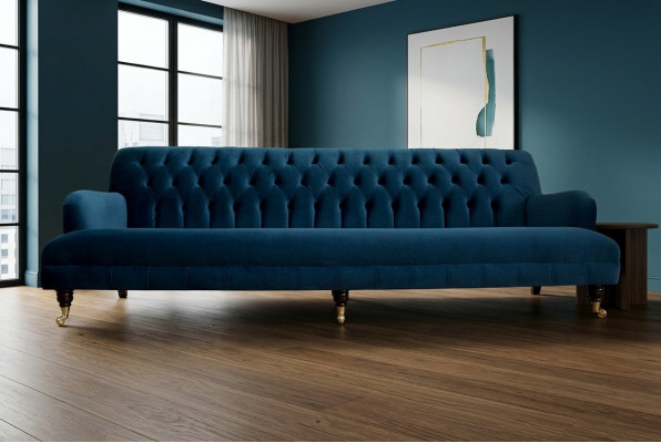 Groot blauw Chesterfield vierzits xxl luxe bank bank gestoffeerde meubels