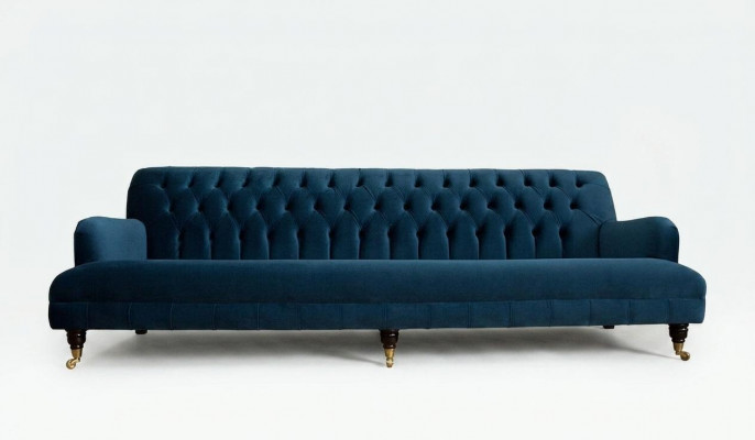 Groot blauw Chesterfield vierzits xxl luxe bank bank gestoffeerde meubels
