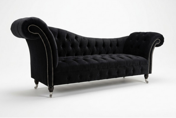 Chesterfield driezitsbank gestoffeerde designbank 3-zitsbank kamer zwart