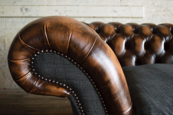 Chesterfield Design Stof Bank Fauteuil 1,5-zits Beklede Sofa's Lounge Nieuw Club