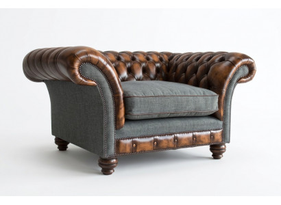Chesterfield Design Stof Bank Fauteuil 1,5-zits Beklede Sofa's Lounge Nieuw Club