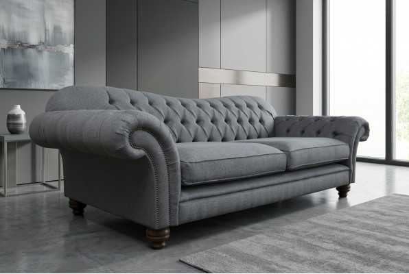 Bank 4-zits bank Chesterfield ontwerp zitgroep leer textiel bekleding nieuw