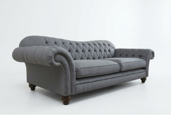Bank 4-zits bank Chesterfield ontwerp zitgroep leer textiel bekleding nieuw