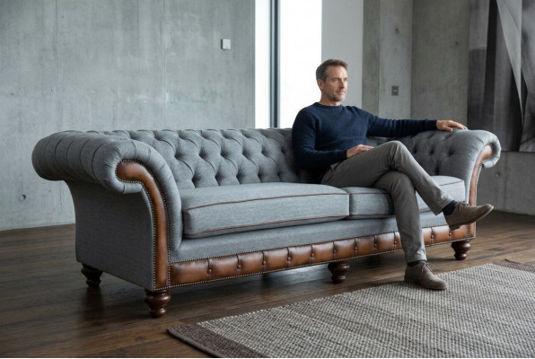 Chesterfield leren bankstel, stoffen bank, bank, bank, gestoffeerd, woonkamer op maat gemaakt