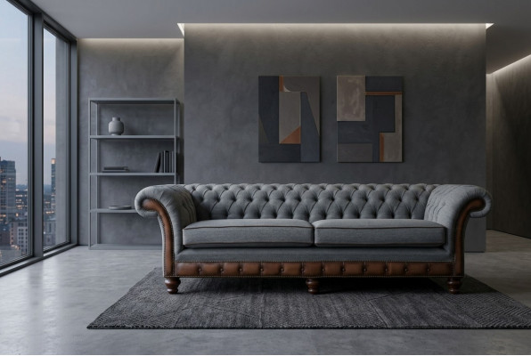 Chesterfield leren bankstel, stoffen bank, bank, bank, gestoffeerd, woonkamer op maat gemaakt