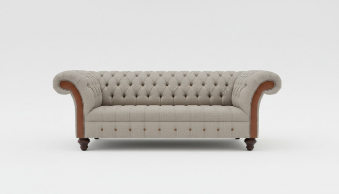 Grijze Chesterfield-driepersoonsbank bekledingsontwerp bank Moderne 3-zitsbank