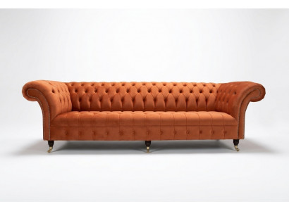 Bank Bekleding Chesterfield Textiel Bankstellen Ontwerp Luxe Leren Bankstellen 4-zits 265cm