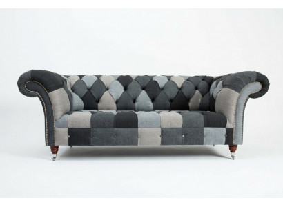 Bankstel 3-zits bank design Chesterfield zitcombinatie leer textiel gestoffeerd nieuw