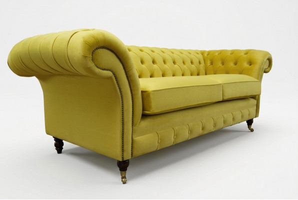 Chesterfield 3-zits designerbank bank gestoffeerd banken stof textiel nieuw