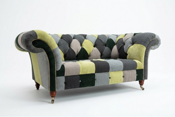 Designer Chesterfield bankstel 2 zits bank gestoffeerde bankstellen stof woonkamer bankstellen