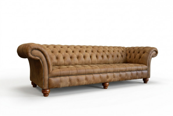 Chesterfield Bruine Bank Bank Bekleding 4 Zits Bankstel Bankstel