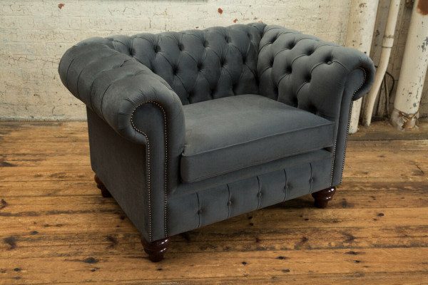 Chesterfield Design Fauteuil Bank Bekleding Luxe Textiel Banken 1-Zits Eénzitter