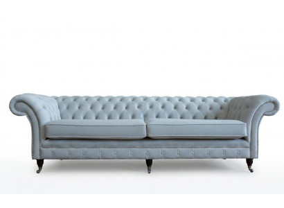 Grijze Chesterfield 4-zits gestoffeerde bank Moderne Stijl Fluweel Textiel Stof Bank