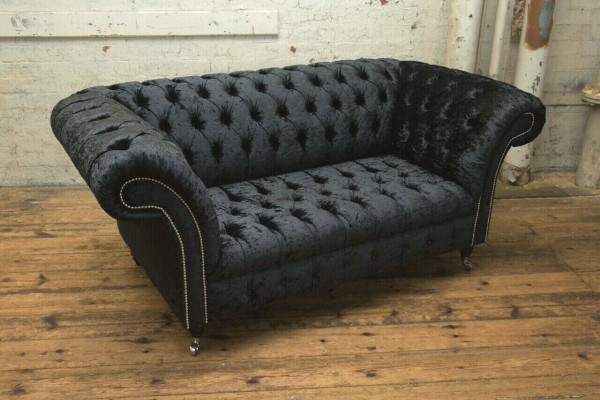 Luxueuze Chesterfield 2-zitsbank gestoffeerde sofa textiel stof set nieuw banken
