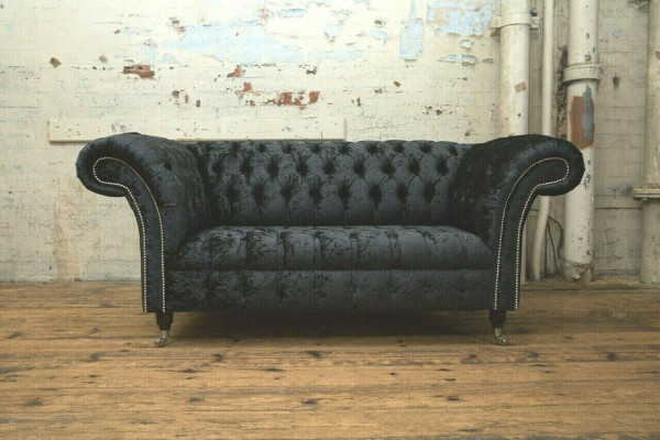 Luxueuze Chesterfield 2-zitsbank gestoffeerde sofa textiel stof set nieuw banken