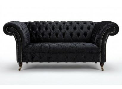 Luxueuze Chesterfield 2-zitsbank gestoffeerde sofa textiel stof set nieuw banken
