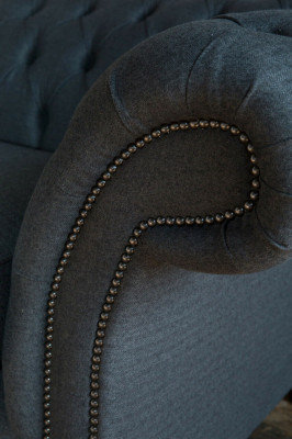 Originele Chesterfield textiel leren bank bank bekleding Grote zitkussen Grijs 265cm