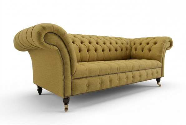 Gele bank met drie zitplaatsen, gestoffeerd designbankstel, 3-zitsbanken kamer luxe bankstellen