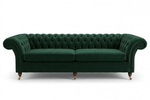 Groene Chesterfield textiel lederen bank bank bekleding grote zitkussen xxl 265cm nieuw