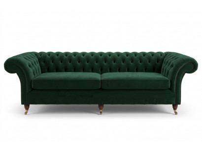 Groene Chesterfield textiel lederen bank bank bekleding grote zitkussen xxl 265cm nieuw