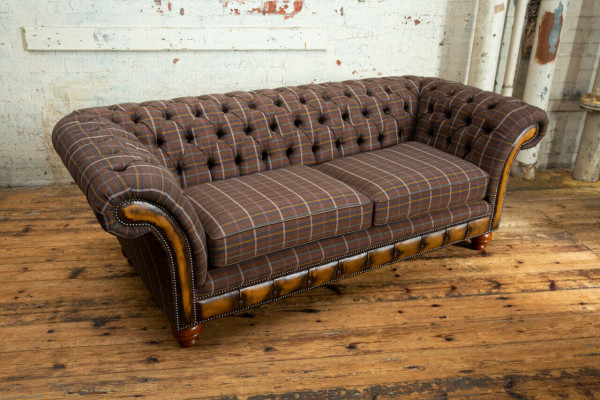 Klassieke Chesterfield Bank 3-Zits Design Banken Bekleding Bankstellen Leer Bruin
