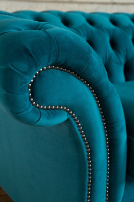 Chesterfield Bank 2-zits Designer Banken Sofa's Set Turquoise Fluweel Nieuw