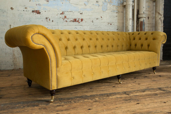 Ontwerper Chesterfield bankstel bank bankstel set in fluweel 4-delig.