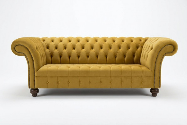 Ontwerper Chesterfield bankstel bank bankstel set in fluweel 4-delig.