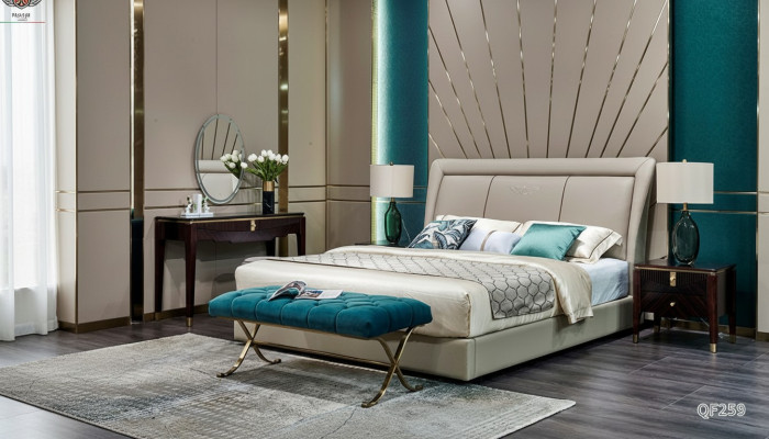 Klassiek bed 2x nachtkastje 3-delig slaapkamer set bedden nieuw luxe