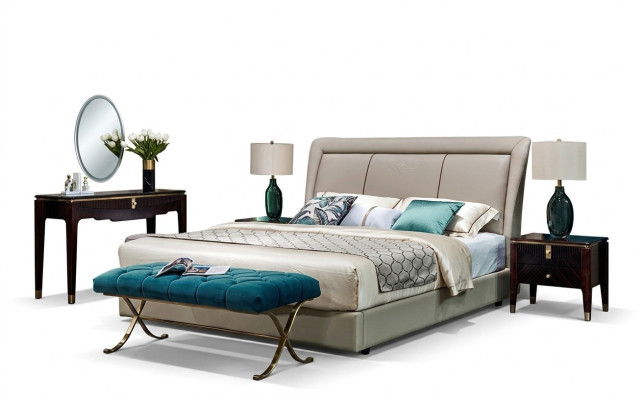 Klassiek bed 2x nachtkastje 3-delig slaapkamer set bedden nieuw luxe