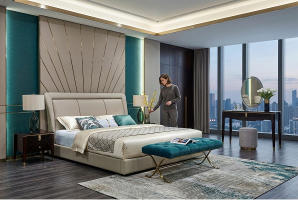 Bedden Bedden Bekleding Dubbel Huwelijk Luxe Leder Moderne Designer Slaapkamermeubels