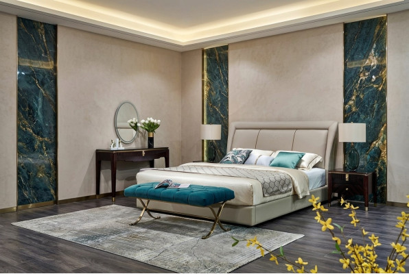 Bedden Bedden Bekleding Dubbel Huwelijk Luxe Leder Moderne Designer Slaapkamermeubels