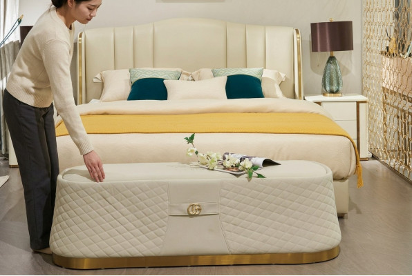 Bed Luxe bed Luxe slaapkamer design bedden Textiel Lederen bedframe