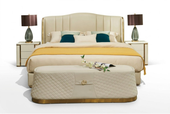 Bed Luxe bed Luxe slaapkamer design bedden Textiel Lederen bedframe