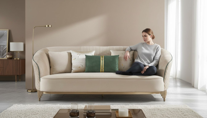 Driedelige 3-zits designbank gestoffeerde banken banken stof textiel leer