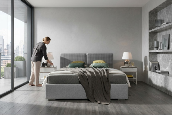 Klassieke designer bed slaapkamer textiel leer stoffering 140x200 meubel frame