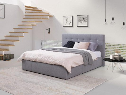 Beige 160x200 bed slaapkamer bedden textiel leer hotel luxe gestoffeerd groot nieuw