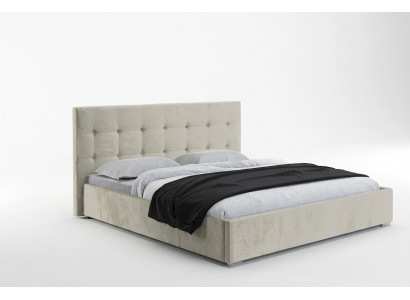 Beige 160x200 bed slaapkamer bedden textiel leer hotel luxe gestoffeerd groot nieuw