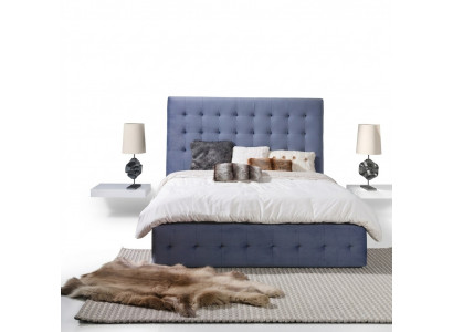 Klassiek bedframe Blauw bekleed bedontwerp Hotel frames Textiel Dubbel