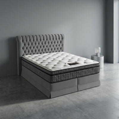 Tweepersoonsbed met gestoffeerde bedden slaapkamer echt boxspringbed