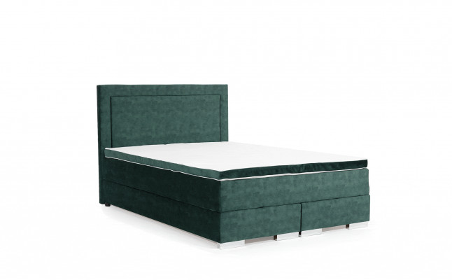 Hemels boxspringbed, tweepersoonsbed met matras en topper. Groene bedden.