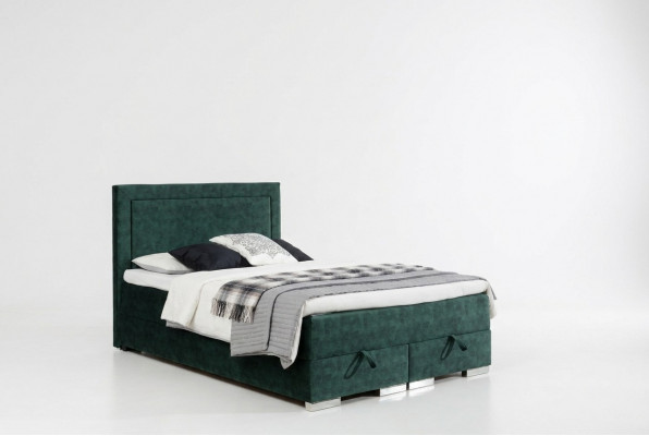 Hemels boxspringbed, tweepersoonsbed met matras en topper. Groene bedden.