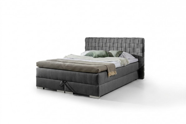 Bett Design Luxus Hotelbedden 200x200 cm Boxspringbed Textiel Grijs 200x200 cm nieuw