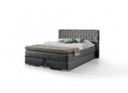 Bett Design Luxus Hotelbedden 200x200 cm Boxspringbed Textiel Grijs 200x200 cm nieuw