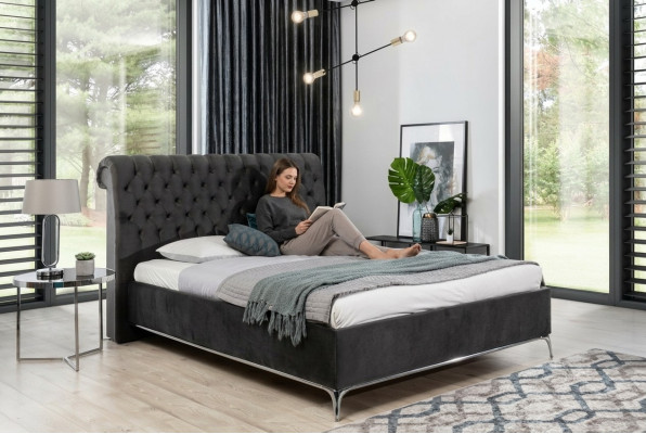 Zwart Chesterfield luxe tweepersoonsbed designer slaapkamer meubels