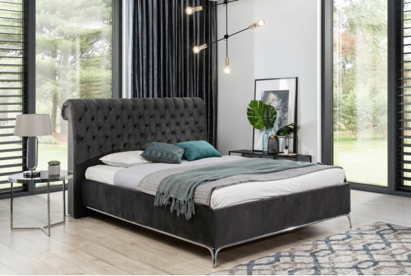 Zwart Chesterfield luxe tweepersoonsbed designer slaapkamer meubels